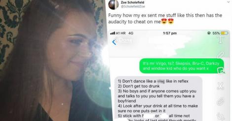 O tânără a postat un printscreen cu mesajul iubitului ei în care îi spunea ce să facă dacă iese în oraș cu prietenii. Descrierea acesteia a șocat pe toată lumea