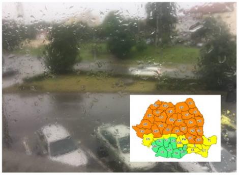 Începe potopul în România! ANM a emis primul cod portocaliu de ploi și vijelii