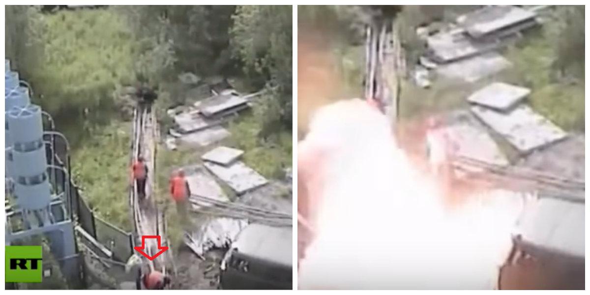 Video. Un electrician ia FOC după ce intră &icirc;n el peste 6000 de volți! Bărbatul nu știa că firul este conectat la rețeaua de curent!