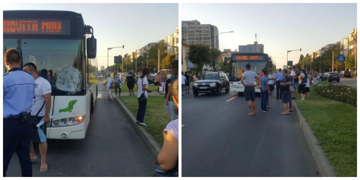 Accident grav &icirc;n Craiova! Trei persoane, transportate de urgență la spital după ce un autobuz a fost lovit de o mașină&nbsp;