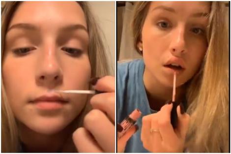 Cum să-ți faci buzele mai mari cu super glue, provocarea momentului pe TikTok! Imaginile făcute publice de o tânără, urmărite de peste șapte milioane de persoane