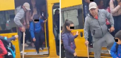 Scene dramatice! Mai mulți elevi, amenințați de un bărbat înarmat cu un topor, în timp ce se aflau în microbuzul școlar