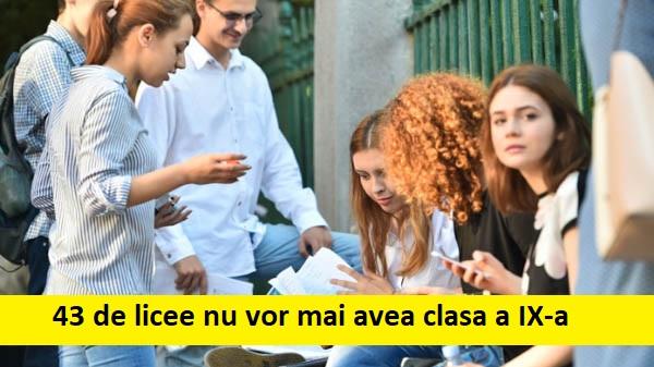 Decizia este definitivă! 43 de licee nu vor mai avea clasa a IX-a anul viitor