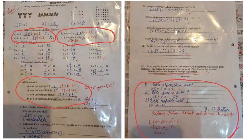 Un copil din Suceava, batjocorit în ultimul hal de învățătoare, doar pentru că nu face pregătire la ea! Cum i-a înroșit un test, deși a scris rezultatele corecte! Tatăl lui, furios! „De curiozitate, 3+3= 2×3 sau 3×2?“