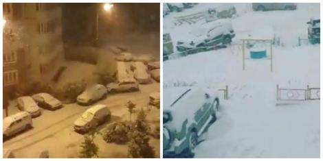 Orașul în care a nins, încă din septembrie! Localnicii s-au trezit cu mașinile înzăpezite: ”E semn că iarna va fi lungă!”