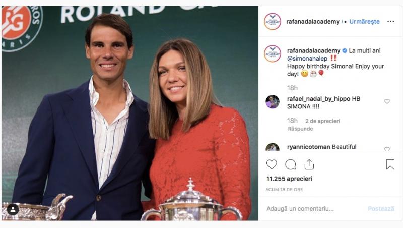 Simona Halep a primit un mesaj în limba română de la Rafael Nadal