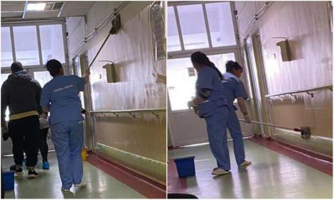 Imagini șocante filmate pe holurile Spitalului Bagdasar- Arseni! Pereți spălați cu mopurile cu care se șterg podelele. Reacția conducerii