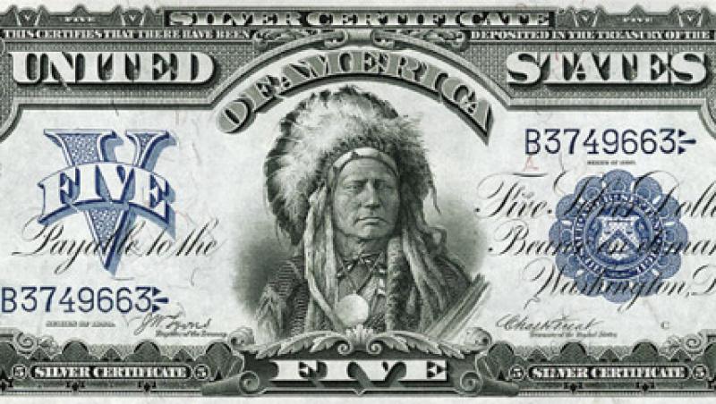Certificat de rgint de 5 dolari, seria 1899