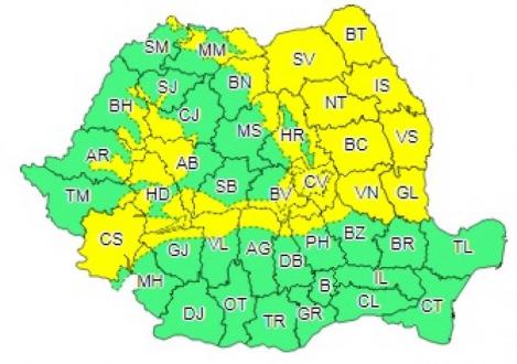 Cod Galben de ninsori în România! Mare parte din țară va fi afectată! Harta zonelor vizate