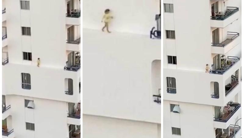 O fetiță s-a plimbat pe un perete al unui bloc, la etajul cinci, în Tenerife.