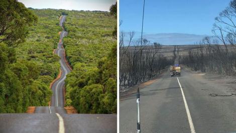 Imaginea dramatică „înainte și după” incendiile din Australia