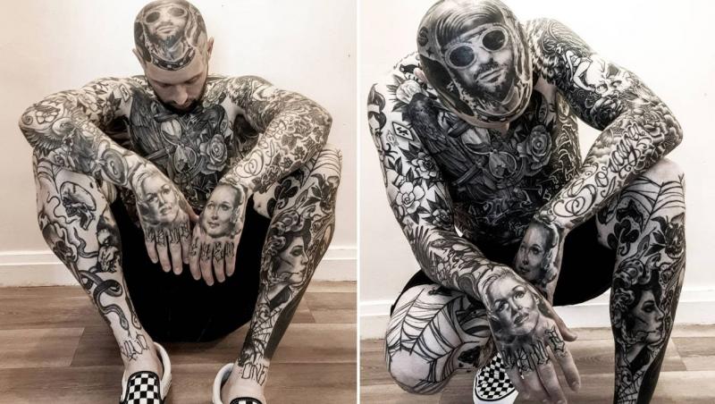 Karac Wilson are 39 de ani, este tatăl a patru copii, si are corpul plin de tatuaje