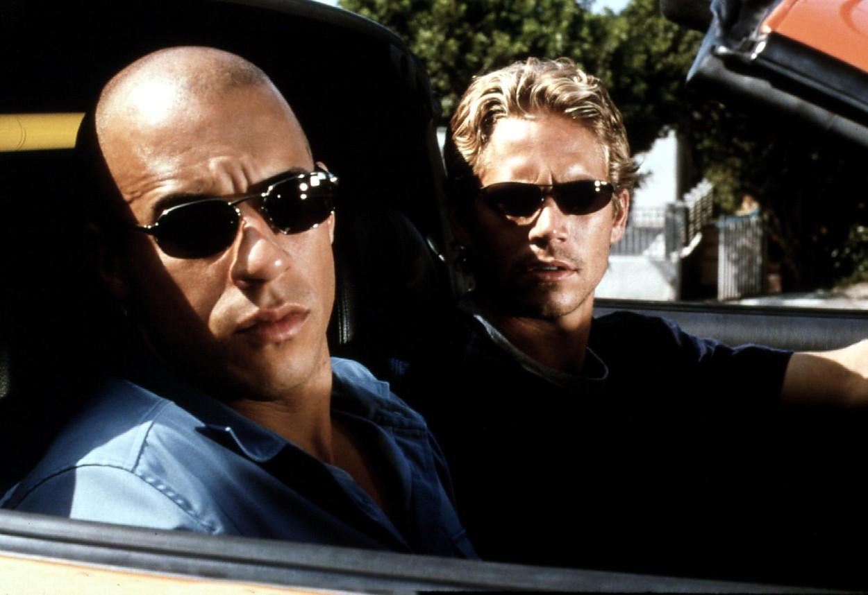Vin Diesel și Paul Walker, în mașină, la filmările pentru Fast & Furious