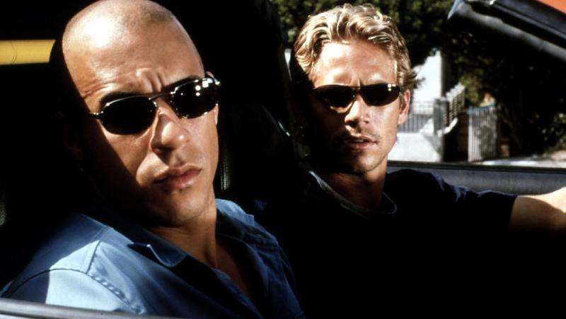 Vin Diesel și Paul Walker, în mașină, la filmările pentru Fast & Furious