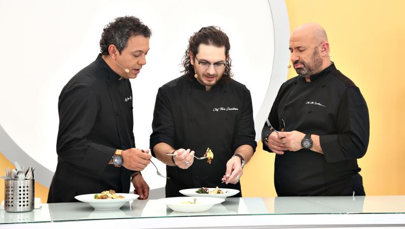 Jurații emisiunii „Chefi la cuțite” degustă rețetele de paste pe care le-au pregătit