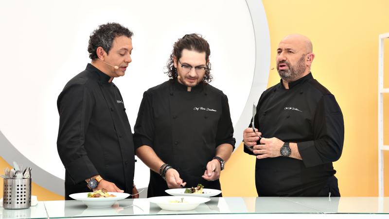 Jurații emisiunii „Chefi la cuțite” degustă rețetele de paste pe care le-au pregătit