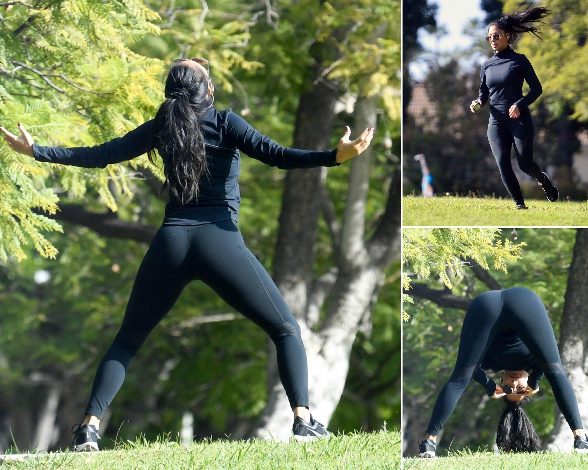 Nicole Scherzinger, fotografiata in LA, cand facea sport in parc