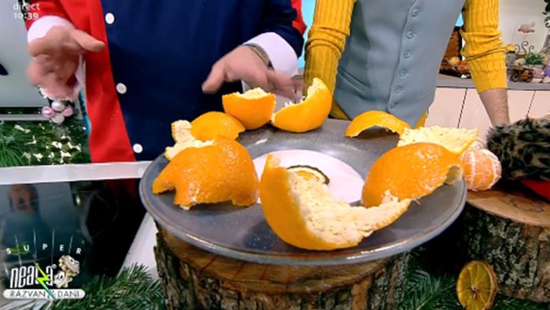 Coaja de portocală pregătită de Vlăduț pentru a fi confiată