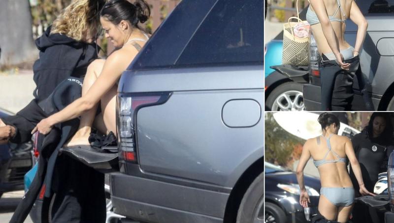 Michelle Rodriguez, actrita din fast and furious, fotografiata in timp ce se schimba in parcare