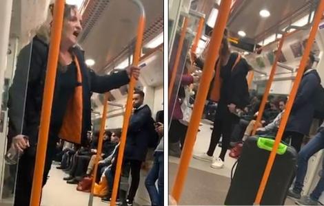 Violență la metrou, după ce o femeie beată criță a scuipat un bărbat pe față! Imagini tulburătoare! „Te sparg!” - Video