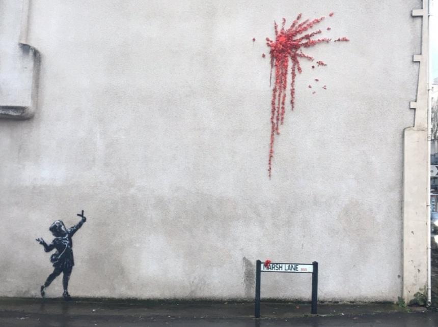 Banksy a confirmat că lucrarea apărută de Ziua &Icirc;ndrăgostiţilor pe zidul unei case din Bristol este a sa