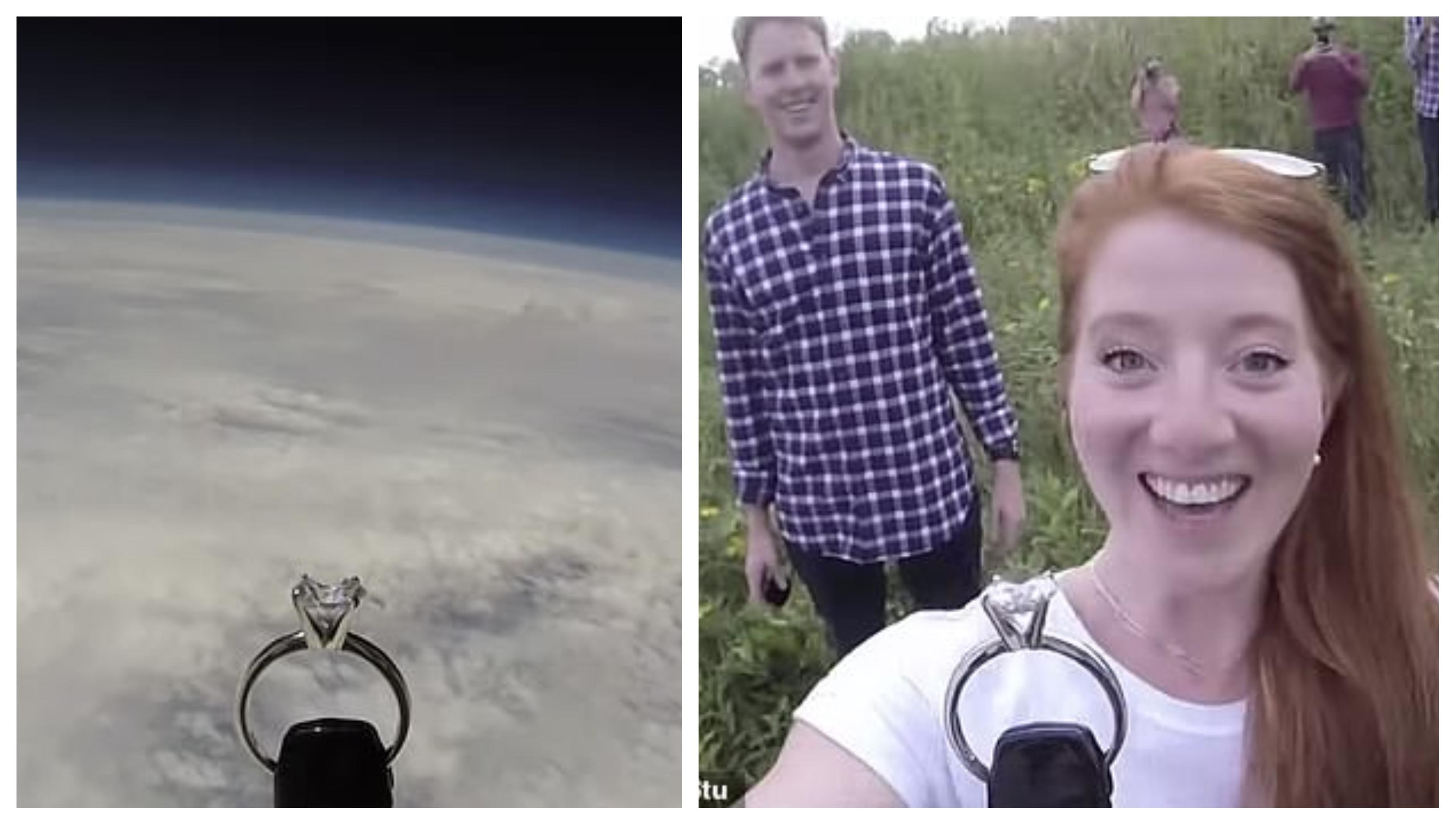 Cerere &icirc;n căsătorie la cele mai &icirc;nalte standarde! A trimis inelul de logonă &icirc;n spațiu, pentru aleasa inimii lui! VIDEO