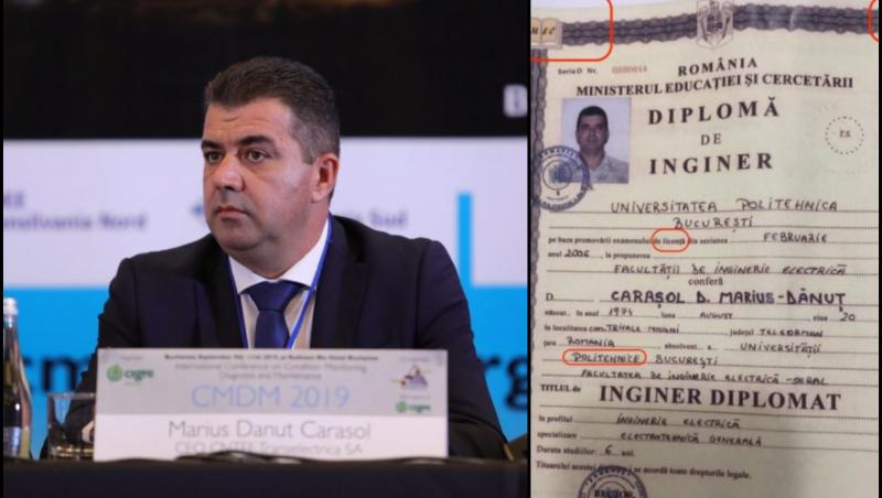 Așa arată diploma falsificată a peședintelui Transelectrica, Marius Carașol care a mințit cu studiile universitare