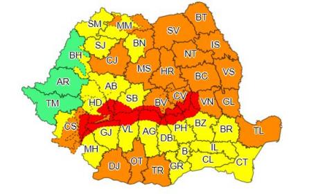 ANM a actualizat avertizările meteorologice - Numărul judeţelor aflate sub cod portocaliu de vânt puternic a fost redus, dar a fost prelungit codul galben de vânt puternic, în Moldova şi sud-estul Transilvaniei, până la ora 23.00