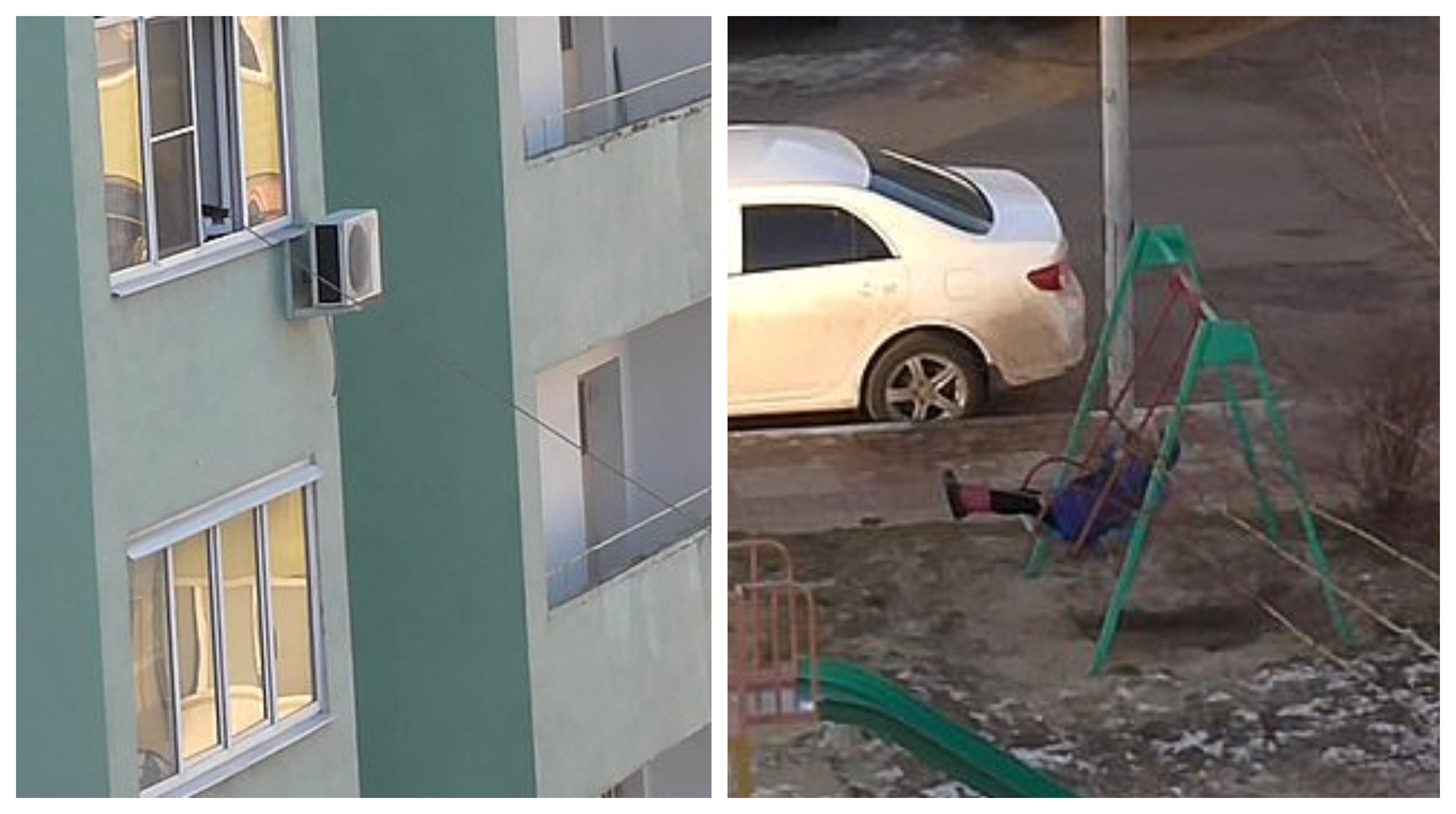 &bdquo;Cea mai leneșă mamă din lume&rdquo; a inventat o nouă metodă de a da un copil &icirc;n leagăn! A legat o funie, de la etajul patru! Video