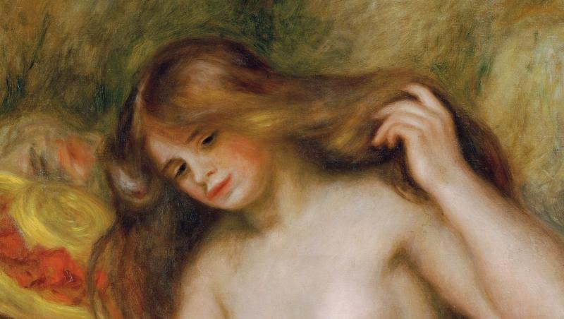Fată blondă, pictată de Renoir