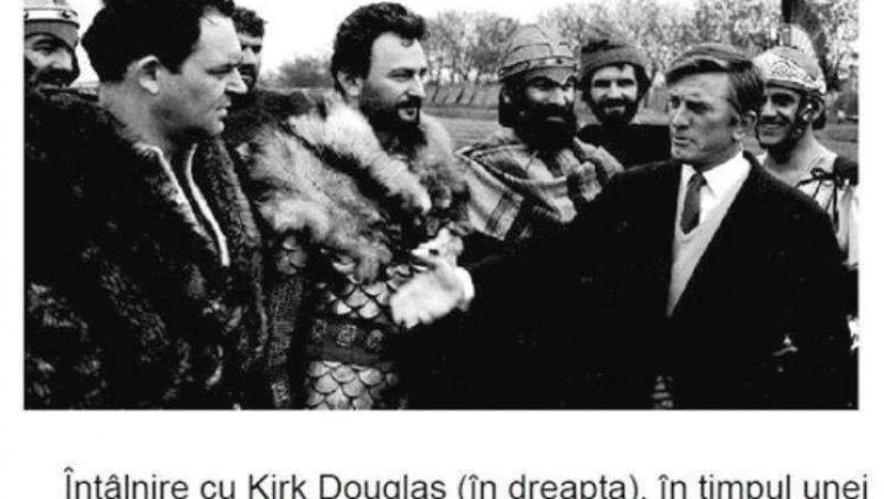 Kirk Douglas, la filmările pentru filmul "Dacii", cu Amza Pellea și Mircea Albulescu