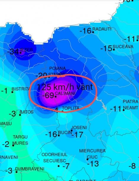 Vremea a luat-o razna în România. Zona în care s-au înregistrat minus 69 de grade, din cauza rafalelor de vânt: ”A fost frig ca la Polul Nord!”