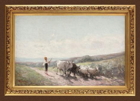 Şase picturi de Nicolae Grigorescu, în licitaţie. Cea mai valoroasă, "Ţărăncuţă cu fuior pe cale", a fost estimată la 220.000 de euro