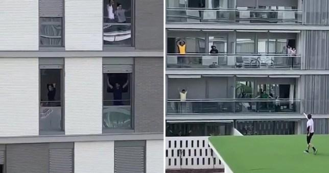 Video: Carantina nu-i o scuză pentru sedentarim! Un instructor de fitness coordonează antrenamente, de pe acoperișul unei clădiri!