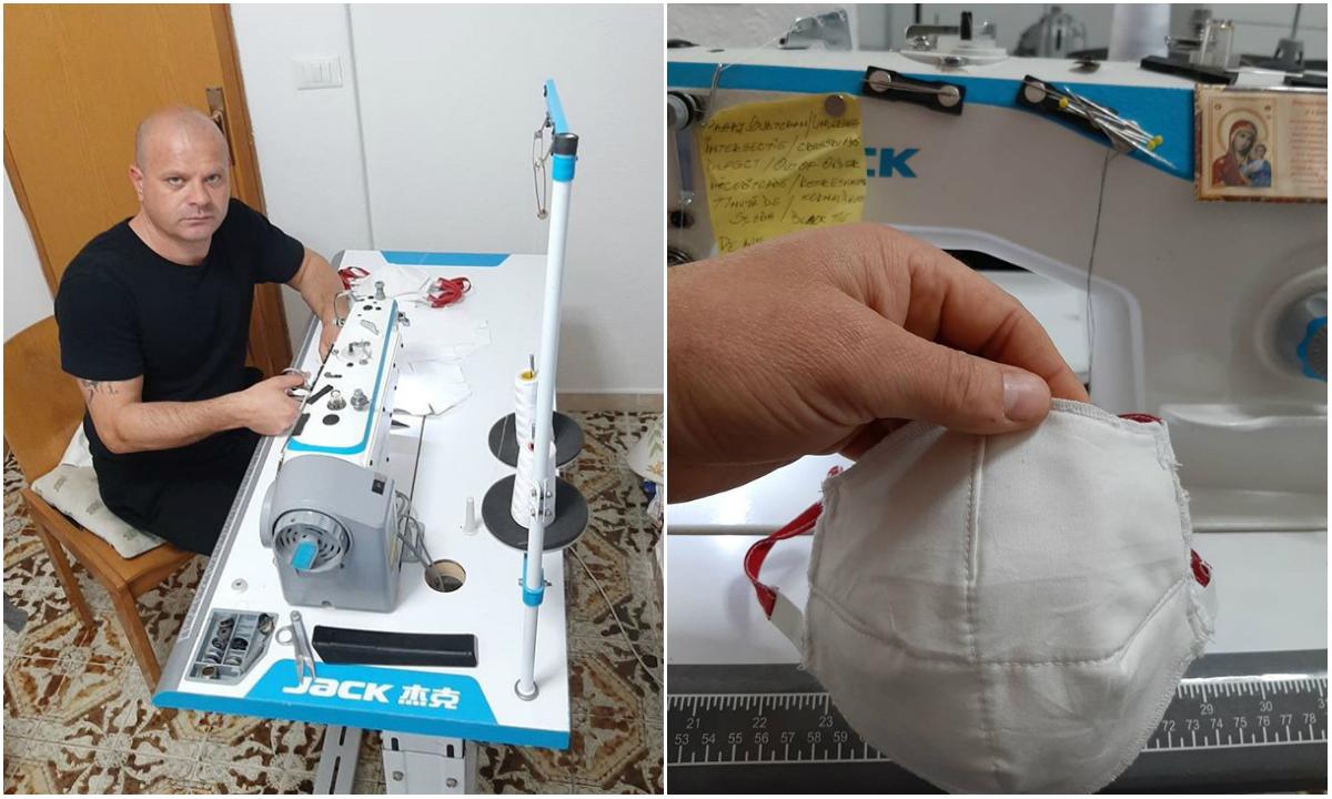 Rom&acirc;nul care luptă cu acul și ața &icirc;mpotriva coronavirusului. Ștefan face măști pentru oamenii din Italia: &bdquo;Cadoul meu pentru oameni&rdquo;