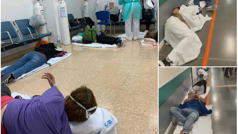 Spania, noul focar de coronavirus. Bolnavii zac pe podeaua spitalului
