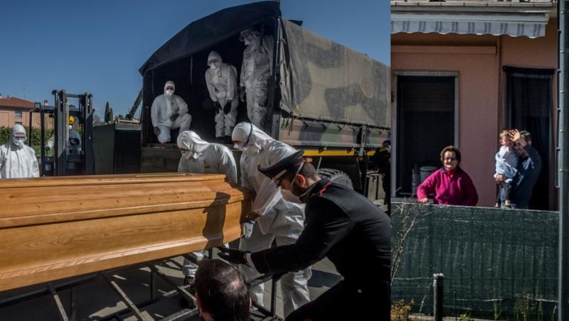 Scene dramatice în nordul Italiei. Sicriele morților de coronavirus sunt luate de camioanele armatei