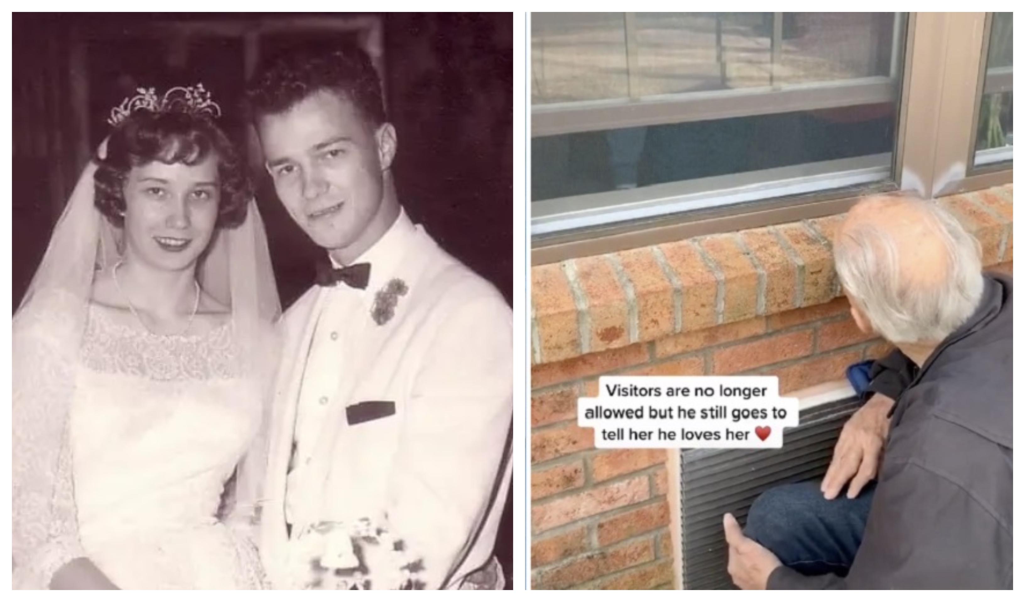 Iubire &ndash; infinit, coronavirus &ndash; 0! Nu o mai poate săruta, ca &icirc;n fiecare zi din ultimii 62 de ani, dar o vizitează, la geam! Soția lui, chinuită de Alzheimer, reacție emoționantă! &bdquo;Dar te iubesc!&rdquo; VIDEO