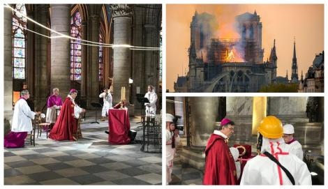 Slujbă emoționantă în Catedrala Notre-Dame, în fața Coroanei de spini, în Vinerea Mare a catolicilor, la un an de la incendiu! FOTO