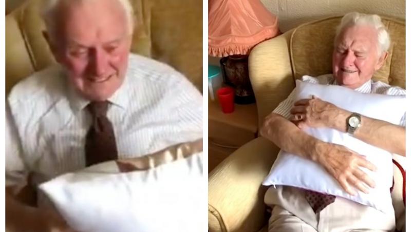 Poți să privești fără să plângi? Cum reacționează un străbunic de 94 de ani, când primește o pernă cu imaginea soției lui, pe care a iubit-o peste 70 de ani! „A fost cea mai frumoasă” – VIDEO