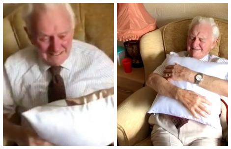 Poți să privești fără să plângi? Cum reacționează un străbunic de 94 de ani, când primește o pernă cu imaginea soției lui, pe care a iubit-o peste 70 de ani! „A fost cea mai frumoasă” – VIDEO