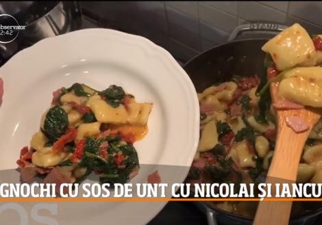 Chef Nicolai Tand și Iancu ne învață cum se prepară Rețeta Gnocchi cu sos de spanac și bacon