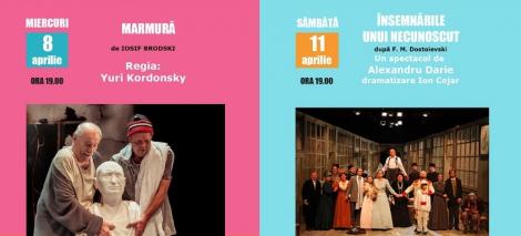 Două producţii de succes ale Teatrului Bulandra, "Marmură" şi "Însemnările unui necunoscut", transmise online