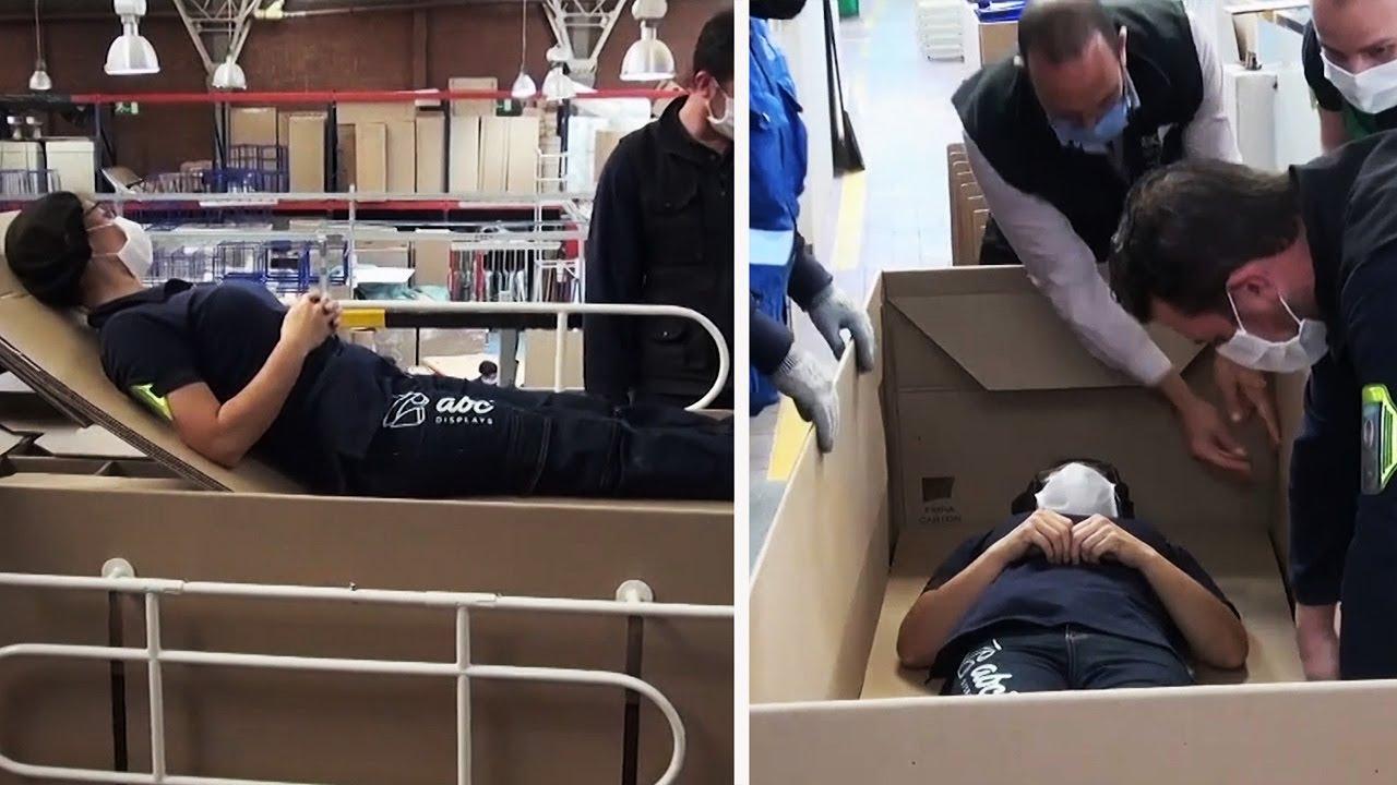 Paturi de spital ce se pot transforma &icirc;n sicrie, pentru pacienții cu COVID-19! &Icirc;n ce țară sunt produse. &bdquo;Sunt ecologice!&rdquo; VIDEO