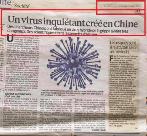 5 mai 2013: ”Chinezii au creat un virus nou, ce atacă tractul respirator. Se transmite cu un simplu strănut!”