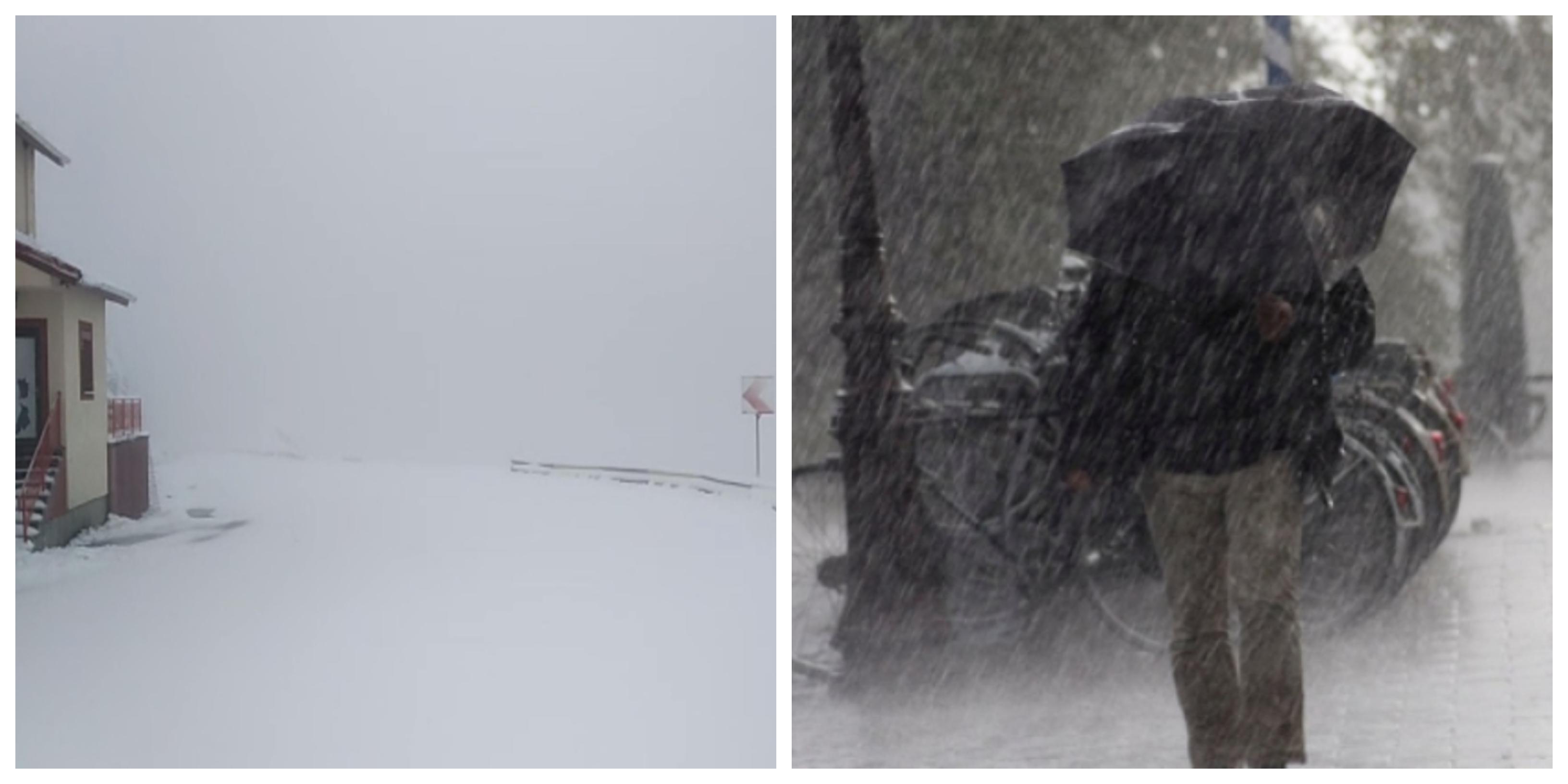 Rom&acirc;nia, &icirc;ntre ploi torențiale, vijelii și ninsori! Zona din țară &icirc;n care zăpada s-a așternut ca-n mijlocul iernii (VIDEO)