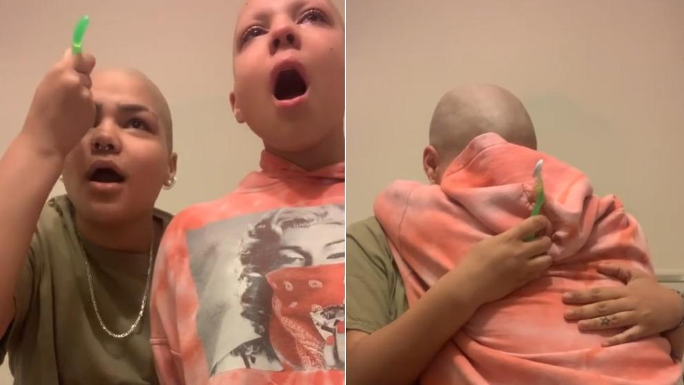 O adolescentă s-a tuns la zero pentru a fi solidară cu sora ei, care e bolnavă de cancer: &rdquo;Nu ești ur&acirc;tă. Părul nu-ți definește frumusețea!&rdquo;