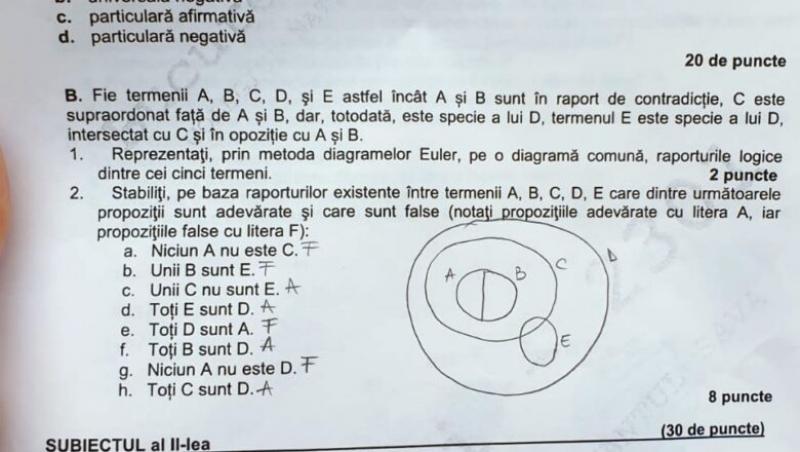 Subiecte Bacalaureat 2020. Logică