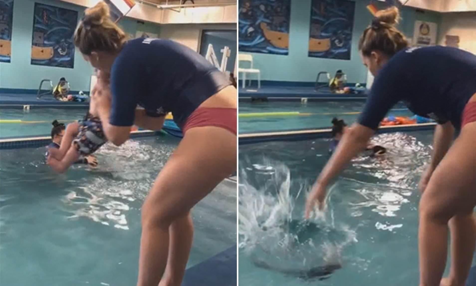 Bebeluș de opt luni, azv&acirc;rlit cu putere &icirc;n piscină, chiar de instructorul de &icirc;not. Internauții, revoltați: &rdquo;Traumatizezi copilul!&rdquo; Clipul a fost văzut de 75 de milioane de ori