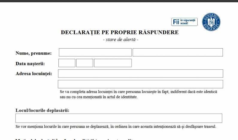 Declarația pe proprie răspundere a devenit &bdquo;declarație epidemiologică&rdquo;. Unde suntem obligați să o prezentăm